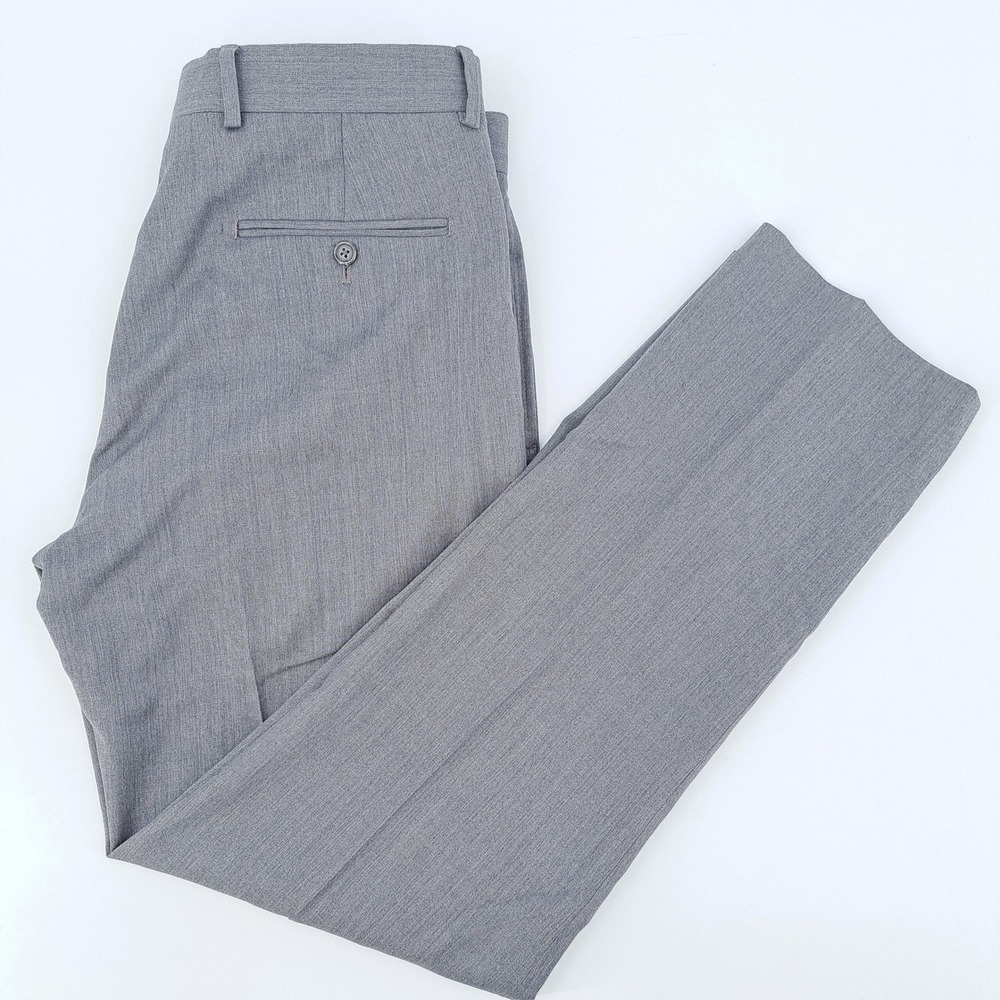 Egara Dress Pants Mens 32 Gray Heathered Flat Front Business Formal Trousers